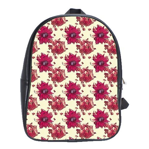 Retro 1880s Flowers Pattern 21 School Bag (XL) from ArtsNow.com Front