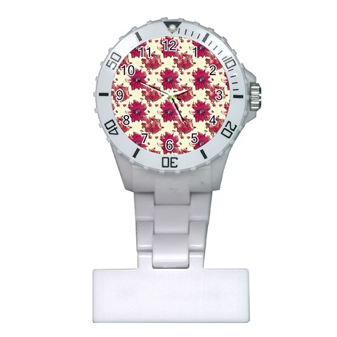 Retro 1880s Flowers Pattern 21 Plastic Nurses Watch from ArtsNow.com Front