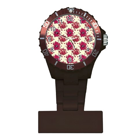 Retro 1880s Flowers Pattern 21 Plastic Nurses Watch from ArtsNow.com Front