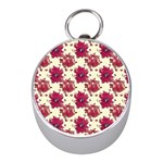 Retro 1880s Flowers Pattern 21 Mini Silver Compasses