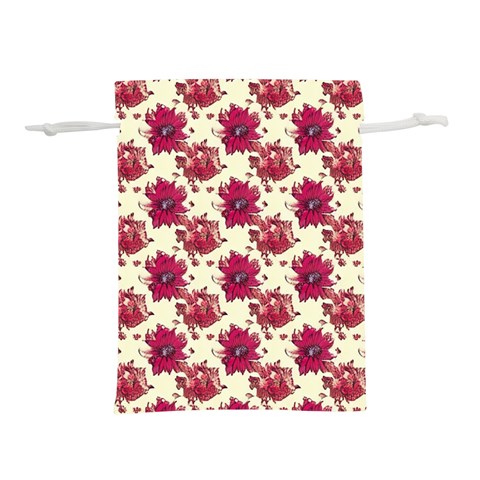 Retro 1880s Flowers Pattern 21 Lightweight Drawstring Pouch (L) from ArtsNow.com Front