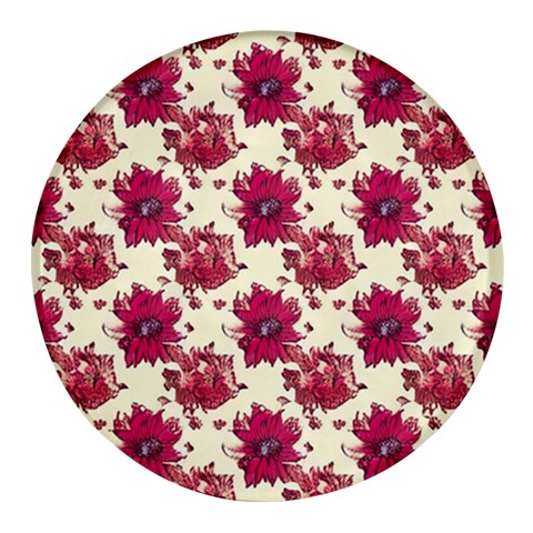 Retro 1880s Flowers Pattern 21 Round Glass Fridge Magnet (4 pack) from ArtsNow.com Front