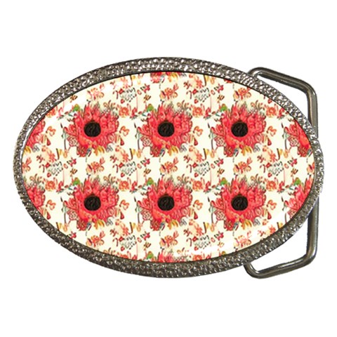 Retro 1880s Flowers Pattern 23 Belt Buckles from ArtsNow.com Front