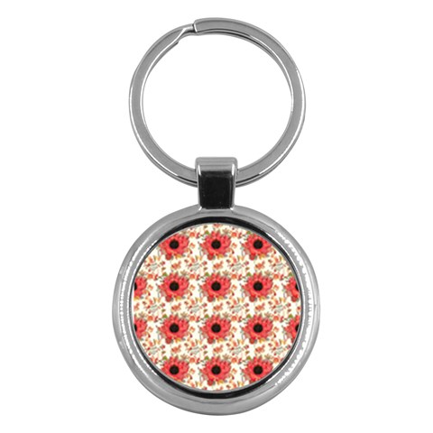 Retro 1880s Flowers Pattern 23 Key Chain (Round) from ArtsNow.com Front