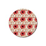 Retro 1880s Flowers Pattern 23 Rubber Round Coaster (4 pack)