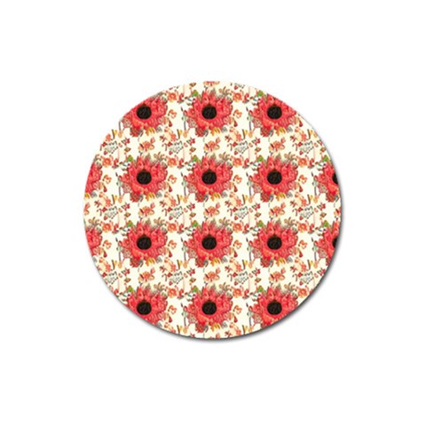 Retro 1880s Flowers Pattern 23 Magnet 3  (Round) from ArtsNow.com Front