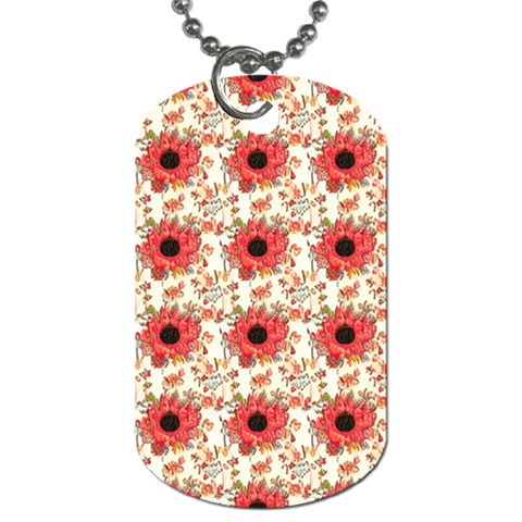 Retro 1880s Flowers Pattern 23 Dog Tag (One Side) from ArtsNow.com Front