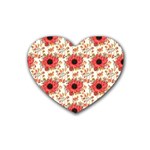 Retro 1880s Flowers Pattern 23 Rubber Heart Coaster (4 pack)