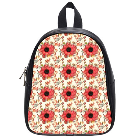 Retro 1880s Flowers Pattern 23 School Bag (Small) from ArtsNow.com Front