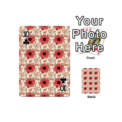 Retro 1880s Flowers Pattern 23 Playing Cards 54 Designs (Mini) from ArtsNow.com Front - Club10