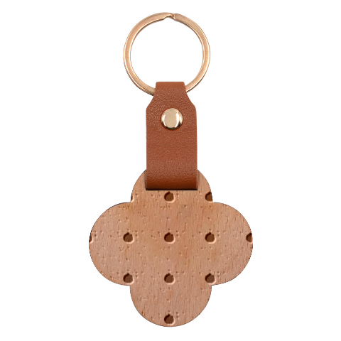 Retro 1880s Flowers Pattern 23 Engraved Wood Keychain from ArtsNow.com Front