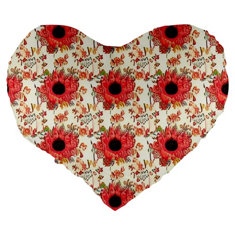 Retro 1880s Flowers Pattern 23 Large 19  Premium Flano Heart Shape Cushions from ArtsNow.com Back