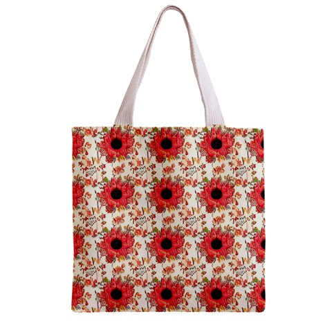 Retro 1880s Flowers Pattern 23 Zipper Grocery Tote Bag from ArtsNow.com Front