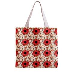 Retro 1880s Flowers Pattern 23 Zipper Grocery Tote Bag from ArtsNow.com Front