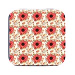 Retro 1880s Flowers Pattern 23 Square Metal Box (Black)