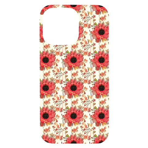 Retro 1880s Flowers Pattern 23 iPhone 14 Pro Max Black UV Print Case from ArtsNow.com Front