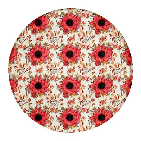 Retro 1880s Flowers Pattern 23 Round Glass Fridge Magnet (4 pack) from ArtsNow.com Front