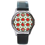 Retro 1880s Flowers Pattern 13 Round Metal Watch