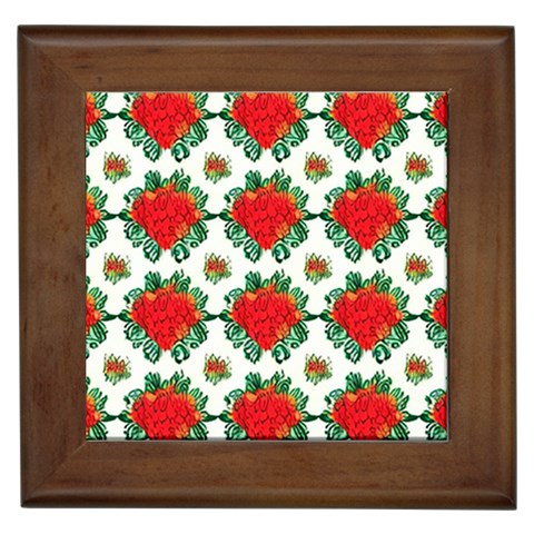 Retro 1880s Flowers Pattern 13 Framed Tile from ArtsNow.com Front