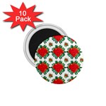 Retro 1880s Flowers Pattern 13 1.75  Magnets (10 pack) 