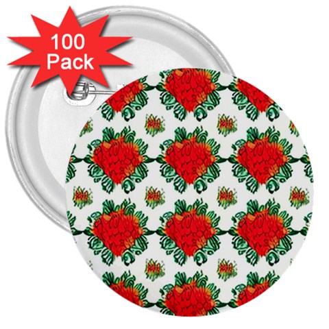 Retro 1880s Flowers Pattern 13 3  Buttons (100 pack)  from ArtsNow.com Front