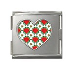 Retro 1880s Flowers Pattern 13 Mega Link Heart Italian Charm (18mm)