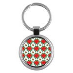 Retro 1880s Flowers Pattern 13 Key Chain (Round)