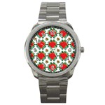 Retro 1880s Flowers Pattern 13 Sport Metal Watch