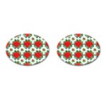 Retro 1880s Flowers Pattern 13 Cufflinks (Oval)