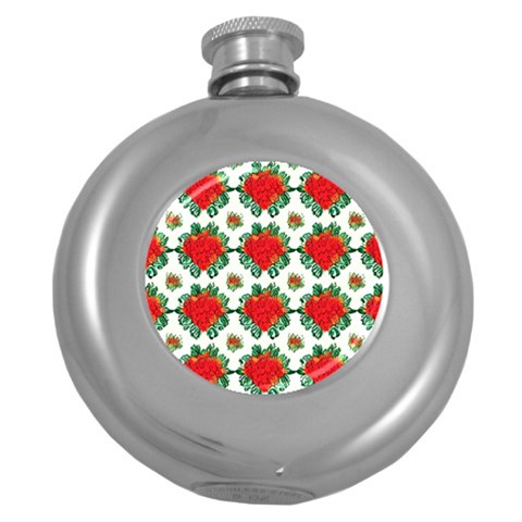 Retro 1880s Flowers Pattern 13 Round Hip Flask (5 oz) from ArtsNow.com Front