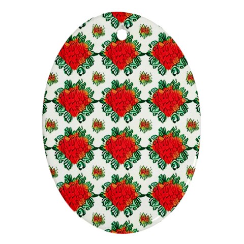 Retro 1880s Flowers Pattern 13 Oval Ornament (Two Sides) from ArtsNow.com Front