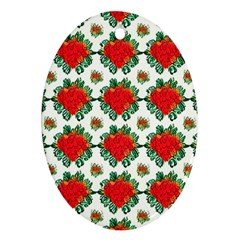 Retro 1880s Flowers Pattern 13 Oval Ornament (Two Sides) from ArtsNow.com Front