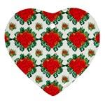 Retro 1880s Flowers Pattern 13 Heart Ornament (Two Sides)