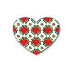 Retro 1880s Flowers Pattern 13 Rubber Heart Coaster (4 pack)