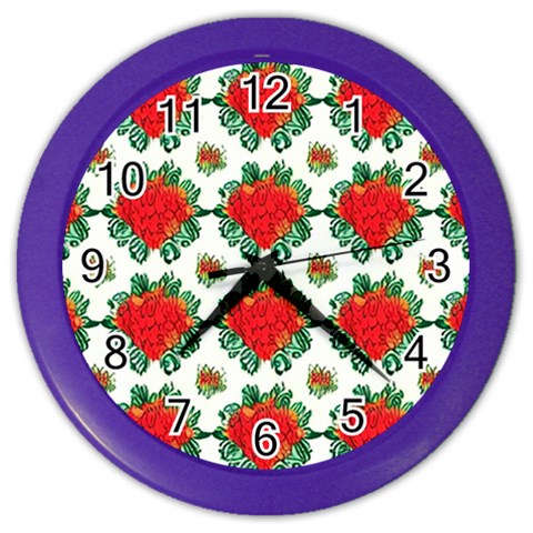 Retro 1880s Flowers Pattern 13 Color Wall Clock from ArtsNow.com Front