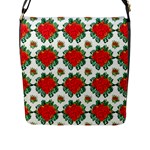 Retro 1880s Flowers Pattern 13 Flap Closure Messenger Bag (L)