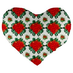 Retro 1880s Flowers Pattern 13 Large 19  Premium Flano Heart Shape Cushions from ArtsNow.com Front