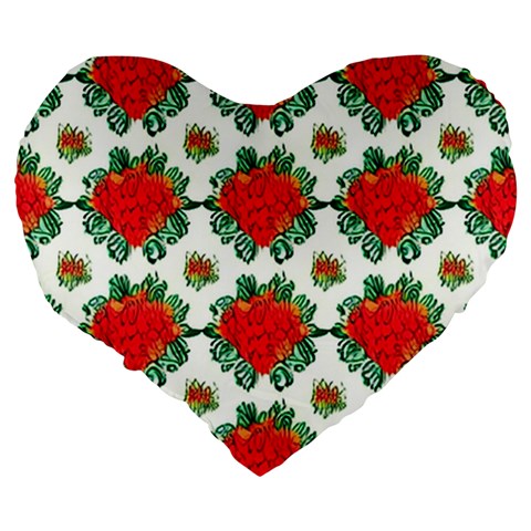 Retro 1880s Flowers Pattern 13 Large 19  Premium Flano Heart Shape Cushions from ArtsNow.com Back