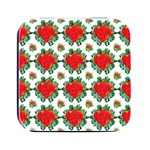 Retro 1880s Flowers Pattern 13 Square Metal Box (Black)