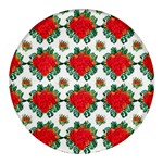 Retro 1880s Flowers Pattern 13 Round Glass Fridge Magnet (4 pack)