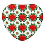 Retro 1880s Flowers Pattern 13 Heart Glass Fridge Magnet (4 pack)