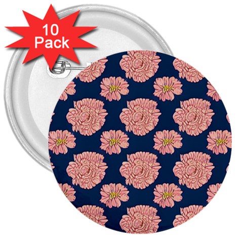 Retro 1880s Flowers Pattern 16 3  Buttons (10 pack)  from ArtsNow.com Front