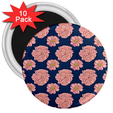 Retro 1880s Flowers Pattern 16 3  Magnets (10 pack)  from ArtsNow.com Front