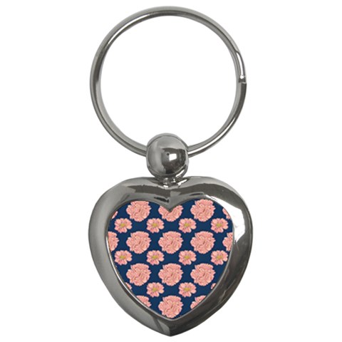 Retro 1880s Flowers Pattern 16 Key Chain (Heart) from ArtsNow.com Front