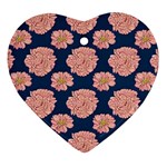 Retro 1880s Flowers Pattern 16 Heart Ornament (Two Sides)