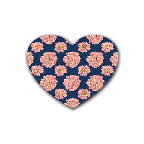 Retro 1880s Flowers Pattern 16 Rubber Coaster (Heart) from ArtsNow.com Front