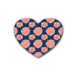 Retro 1880s Flowers Pattern 16 Rubber Heart Coaster (4 pack)