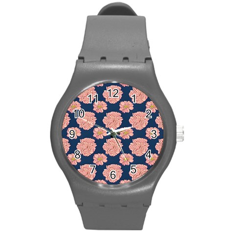 Retro 1880s Flowers Pattern 16 Round Plastic Sport Watch (M) from ArtsNow.com Front