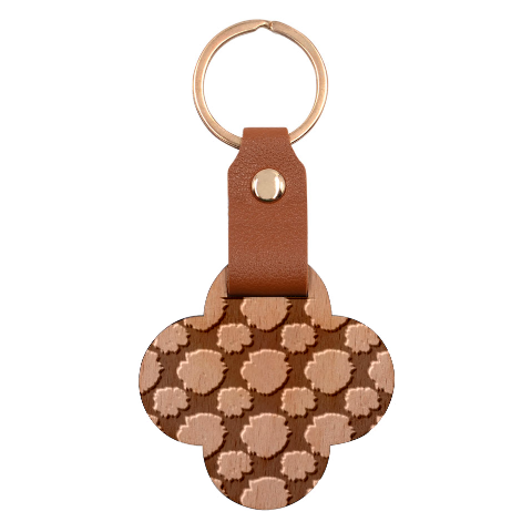 Retro 1880s Flowers Pattern 16 Engraved Wood Keychain from ArtsNow.com Front