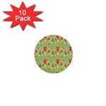 Retro 1880s Flowers Pattern 17 1  Mini Buttons (10 pack) 